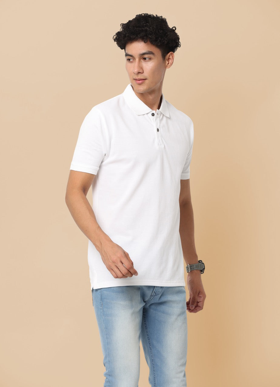 Alfaq Basics Sustainable White Polo Tshirt