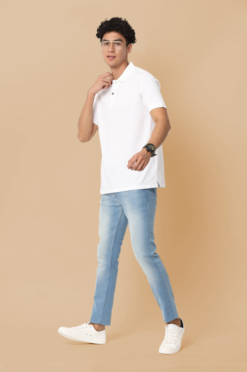 Alfaq Basics Sustainable White Polo Tshirt