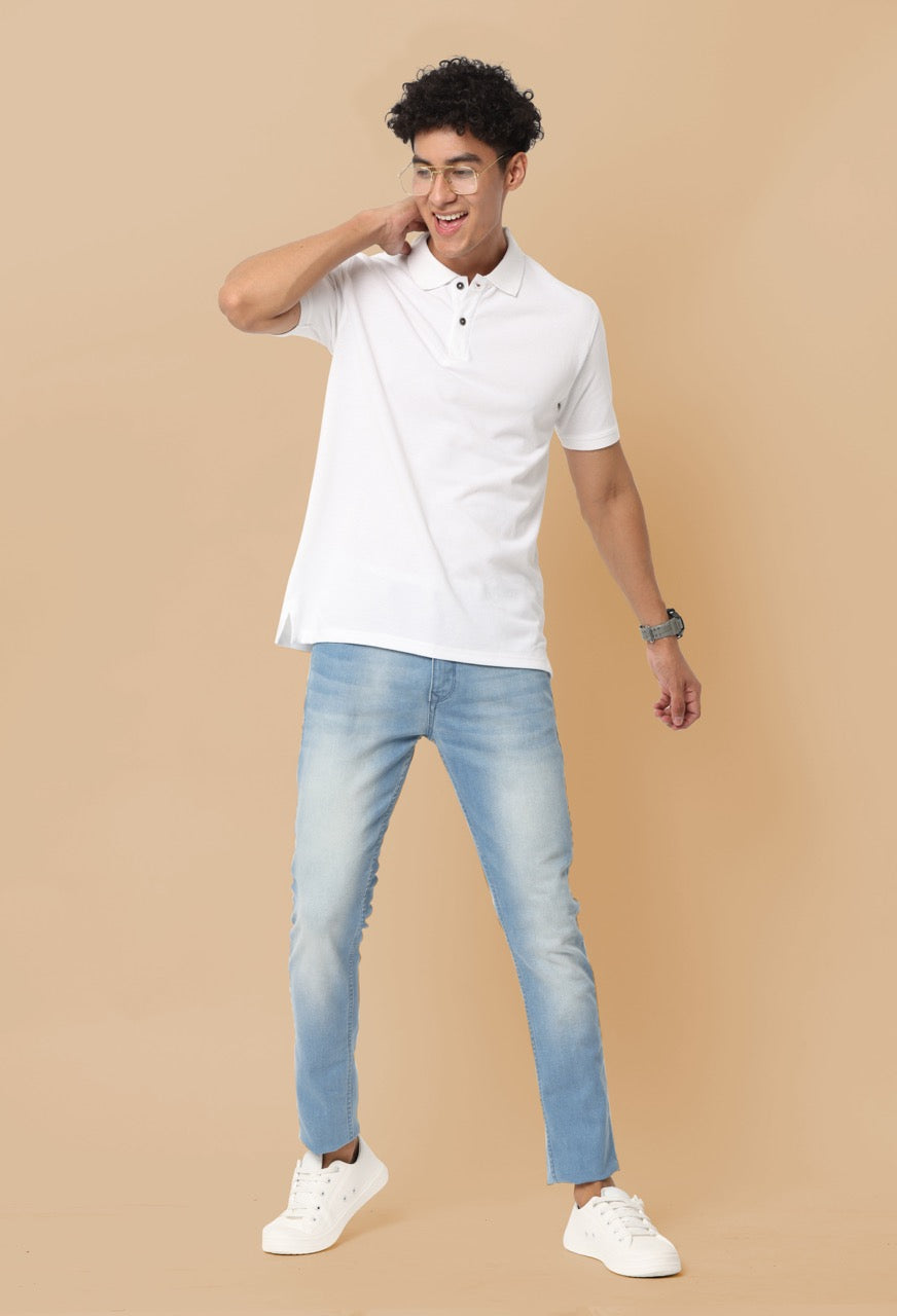 Alfaq Basics Sustainable White Polo Tshirt