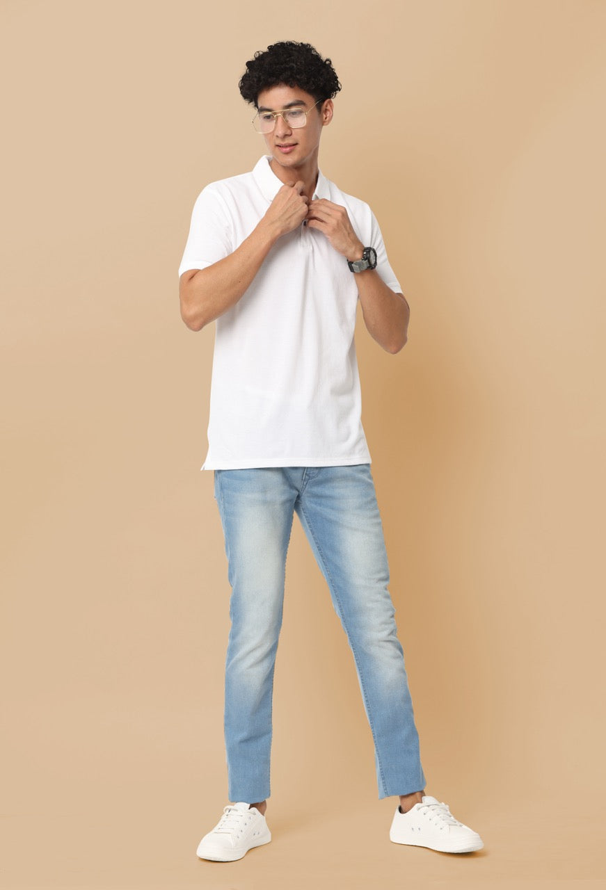 Alfaq Basics Sustainable White Polo Tshirt