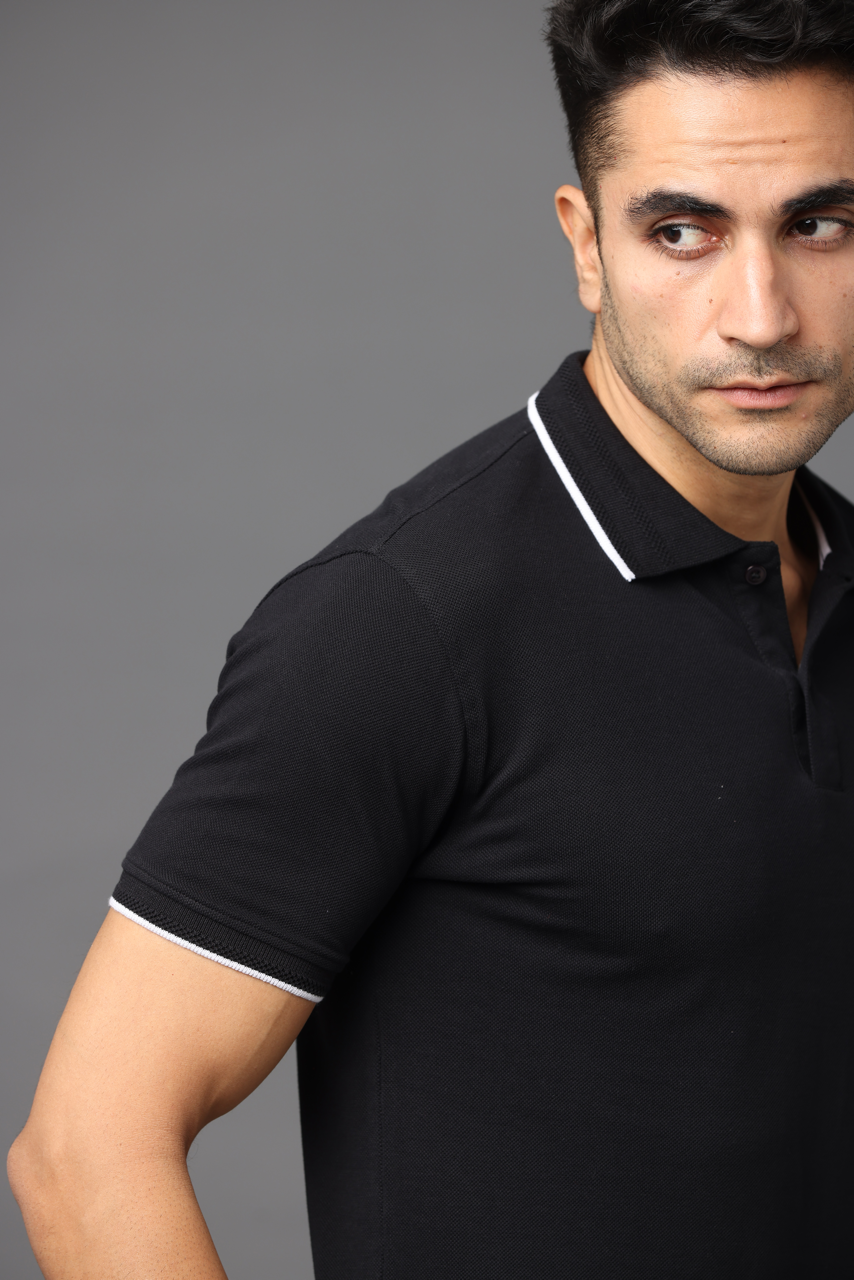 Alfaq Black Basic Polo Tshirt