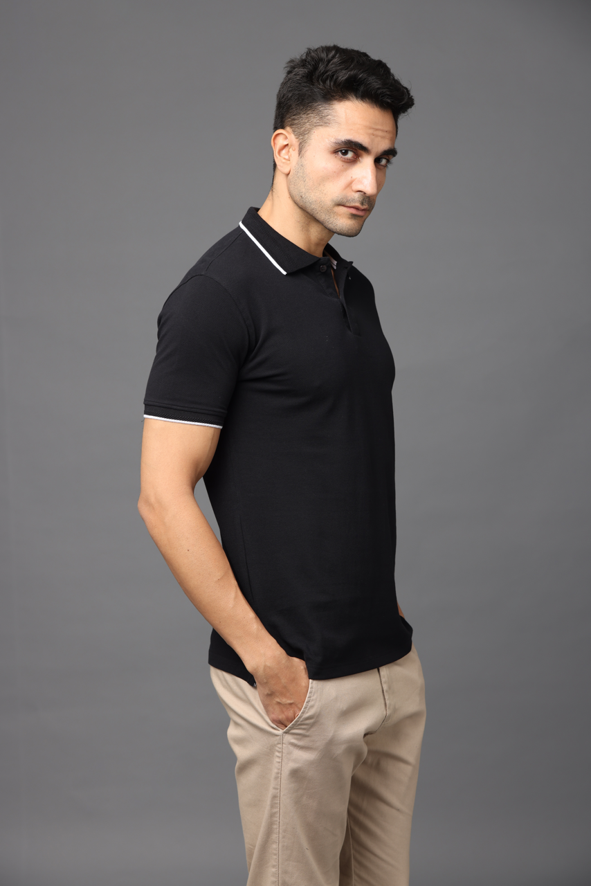 Alfaq Black Basic Polo Tshirt