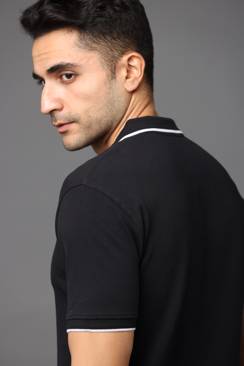 Alfaq Black Basic Polo Tshirt