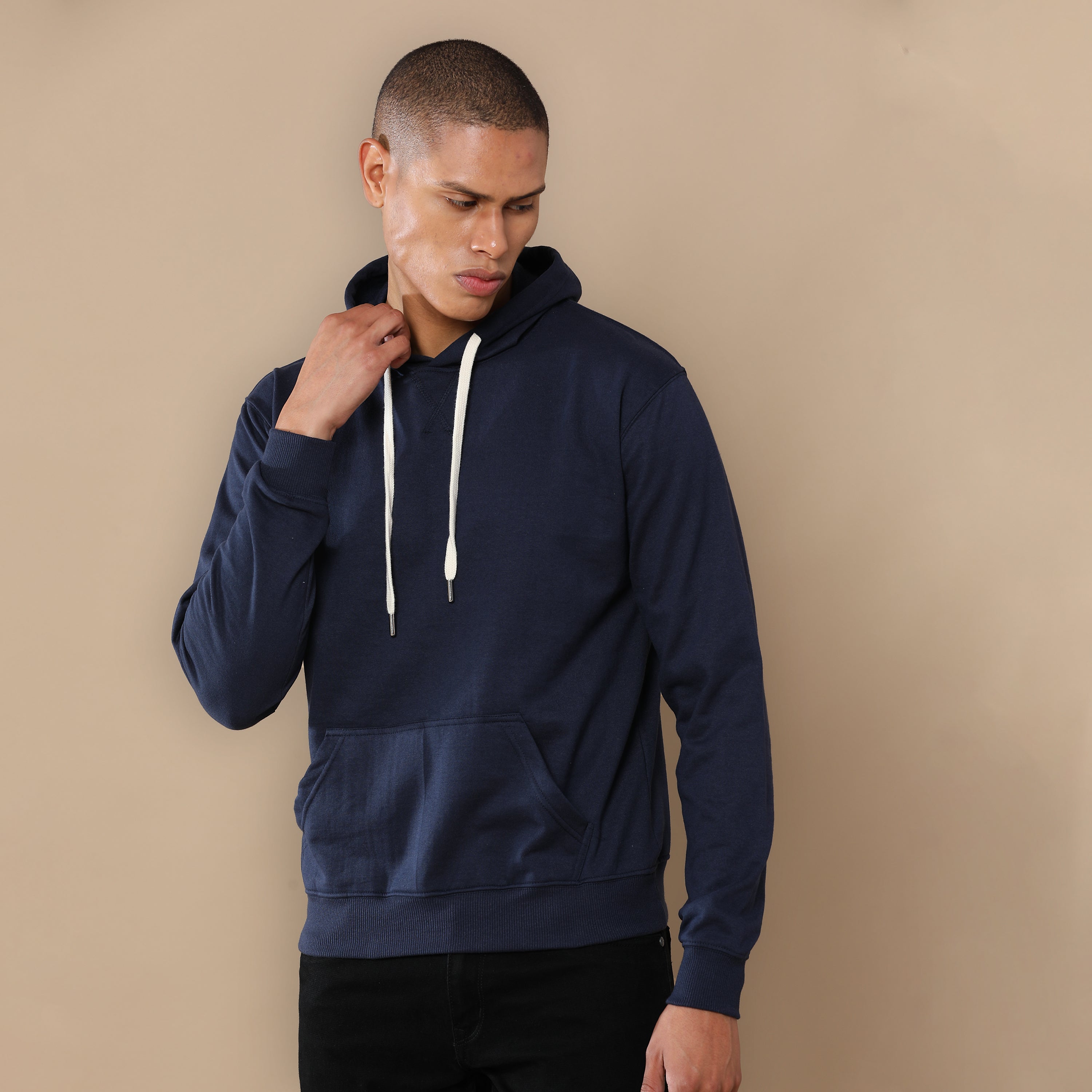Alfaq Basic Navy Blue Hoodie