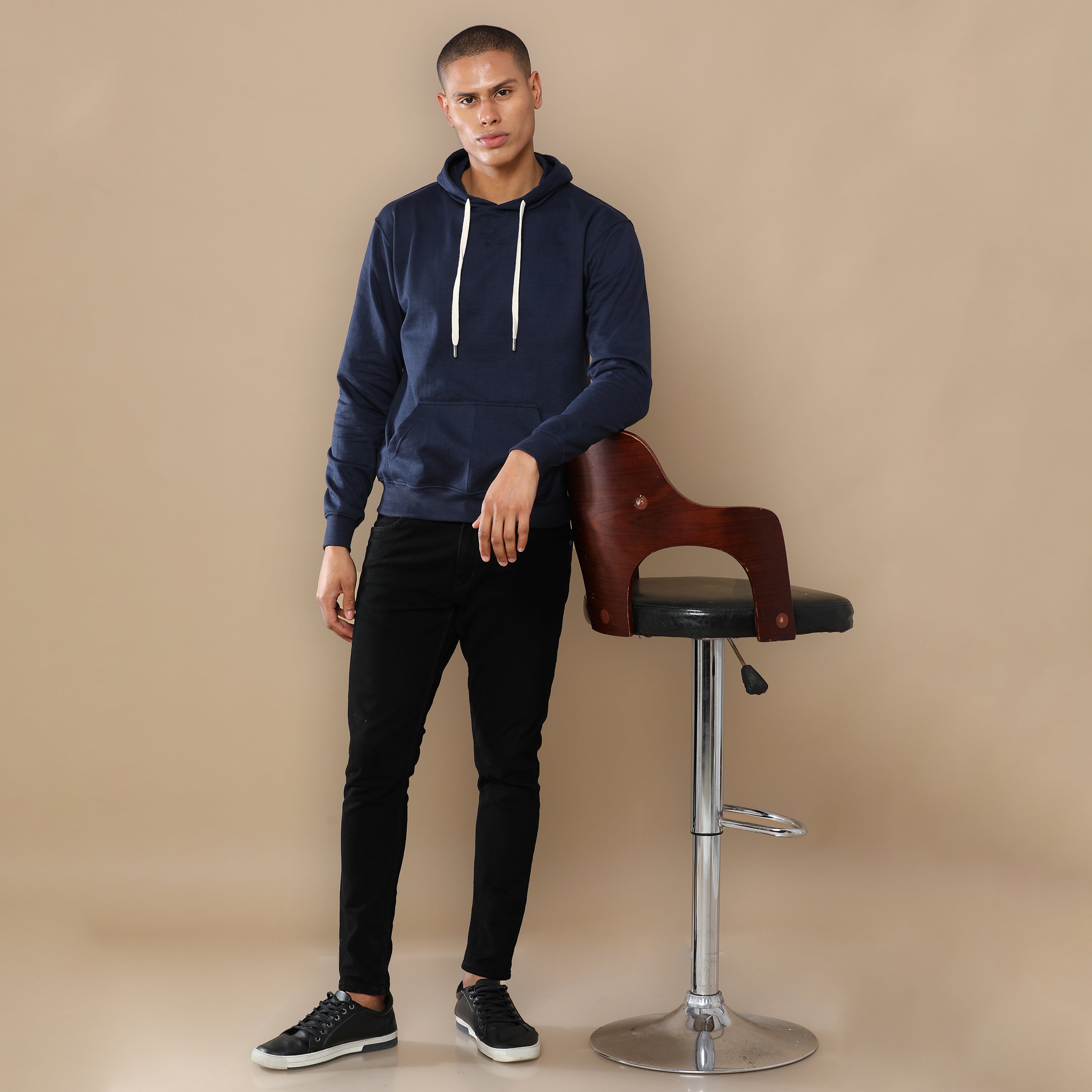 Alfaq Basic Navy Blue Hoodie