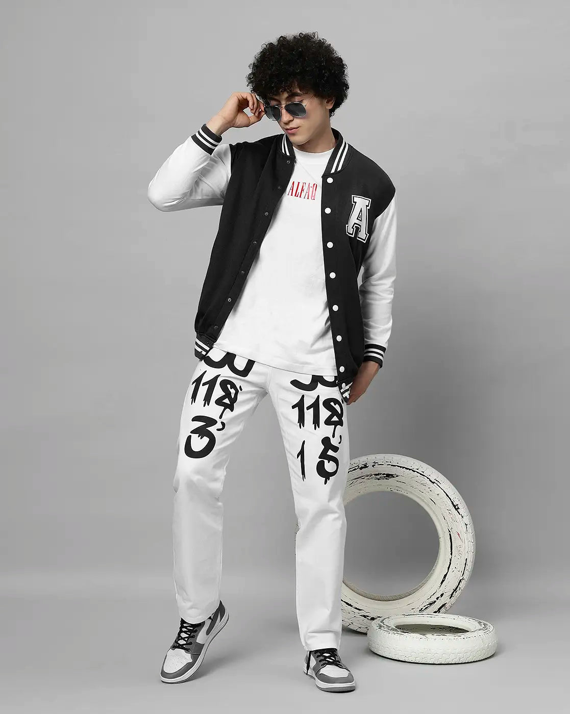 Smile Printed Varsity Jacket