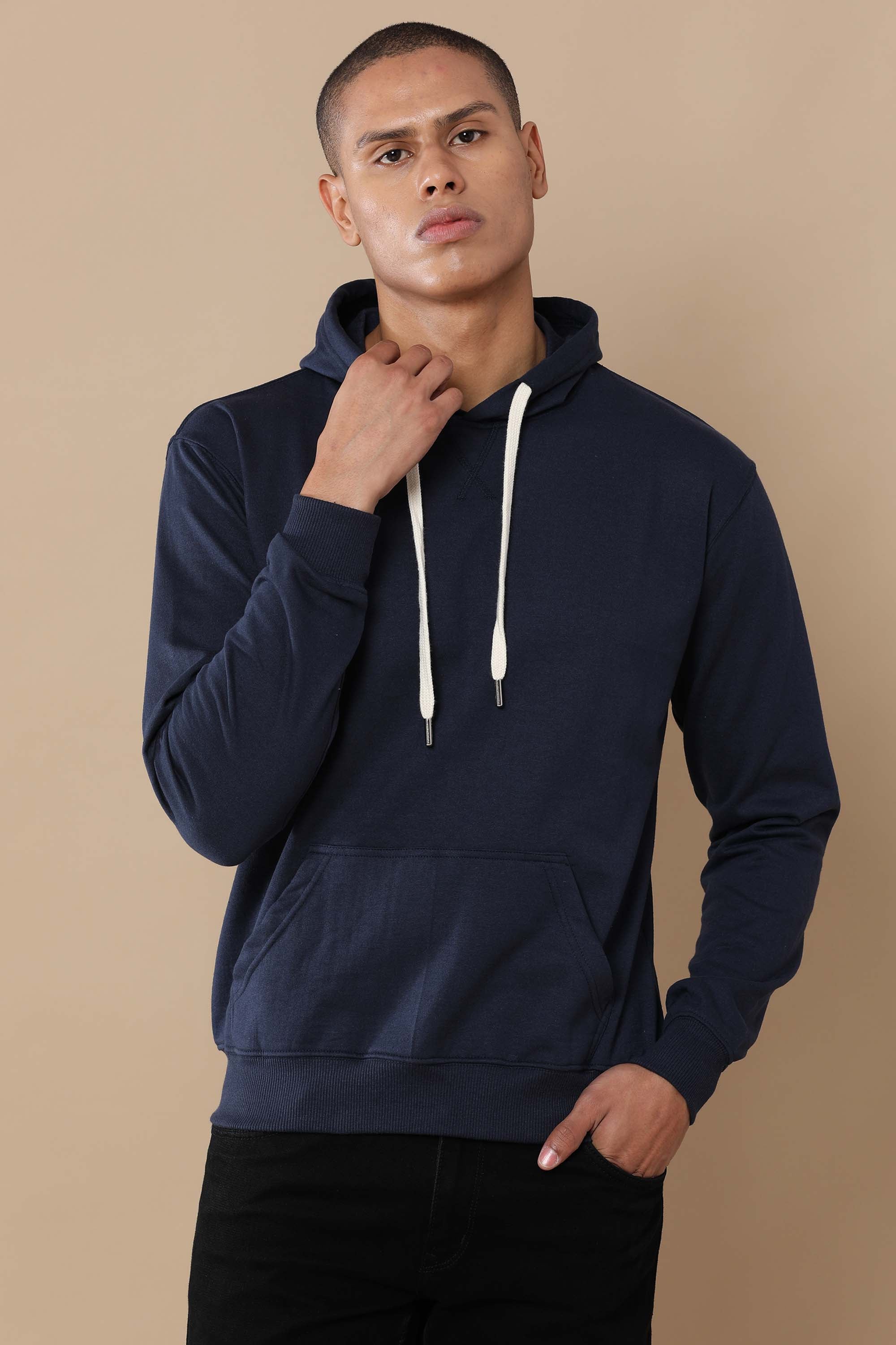 Alfaq Basic Navy Blue Hoodie