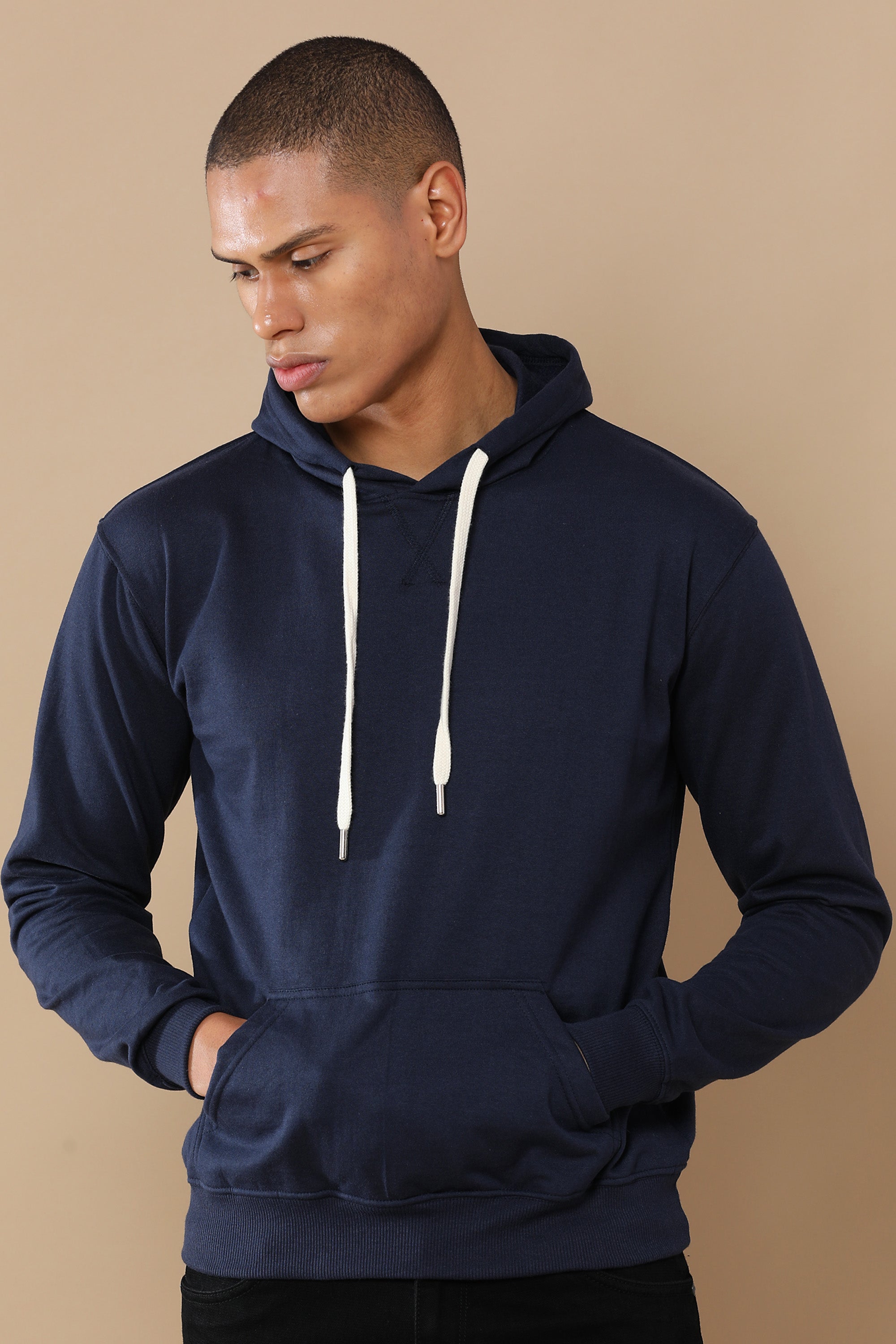 Alfaq Basic Navy Blue Hoodie