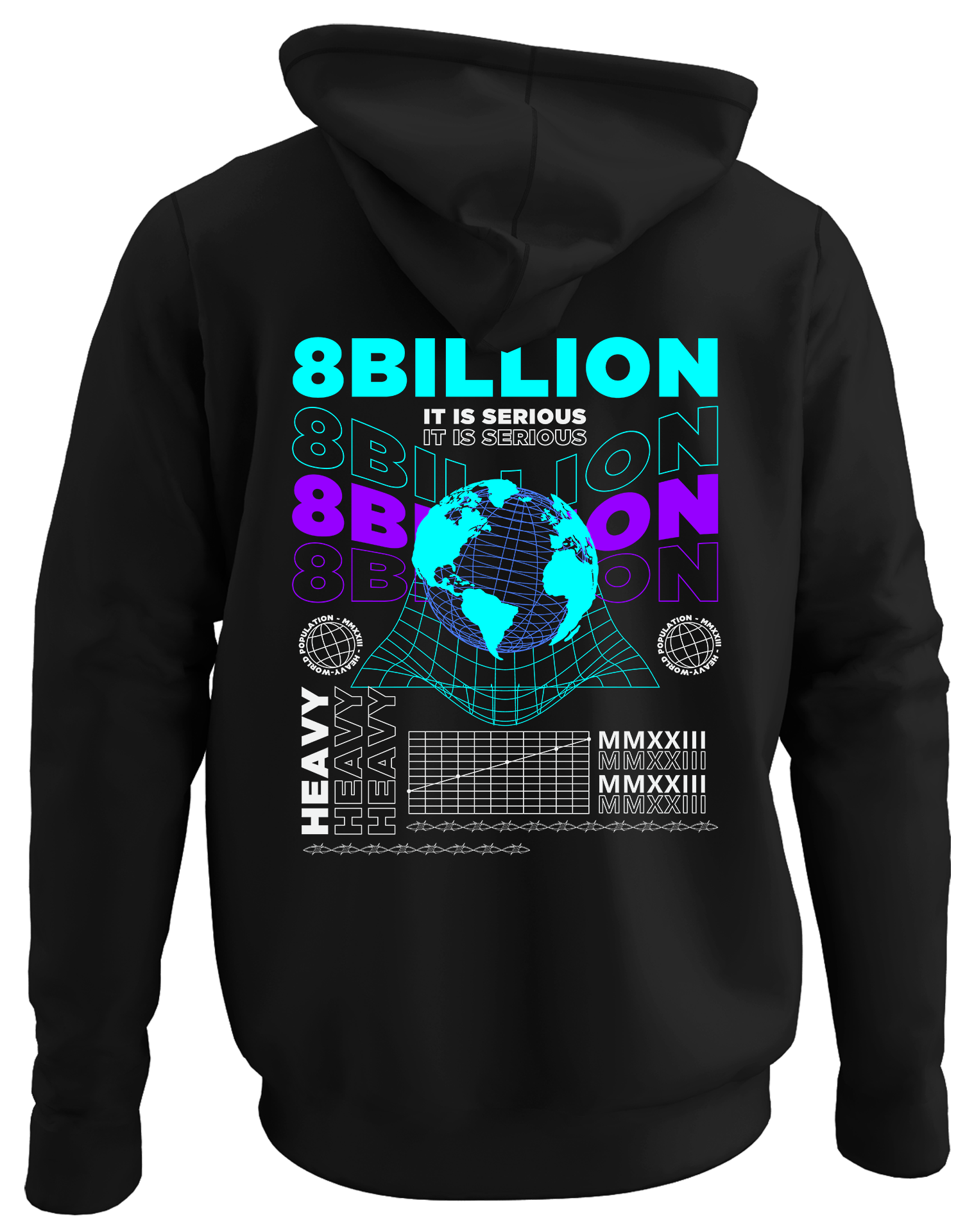 Alfaq 8 Billion back black plain hoodie