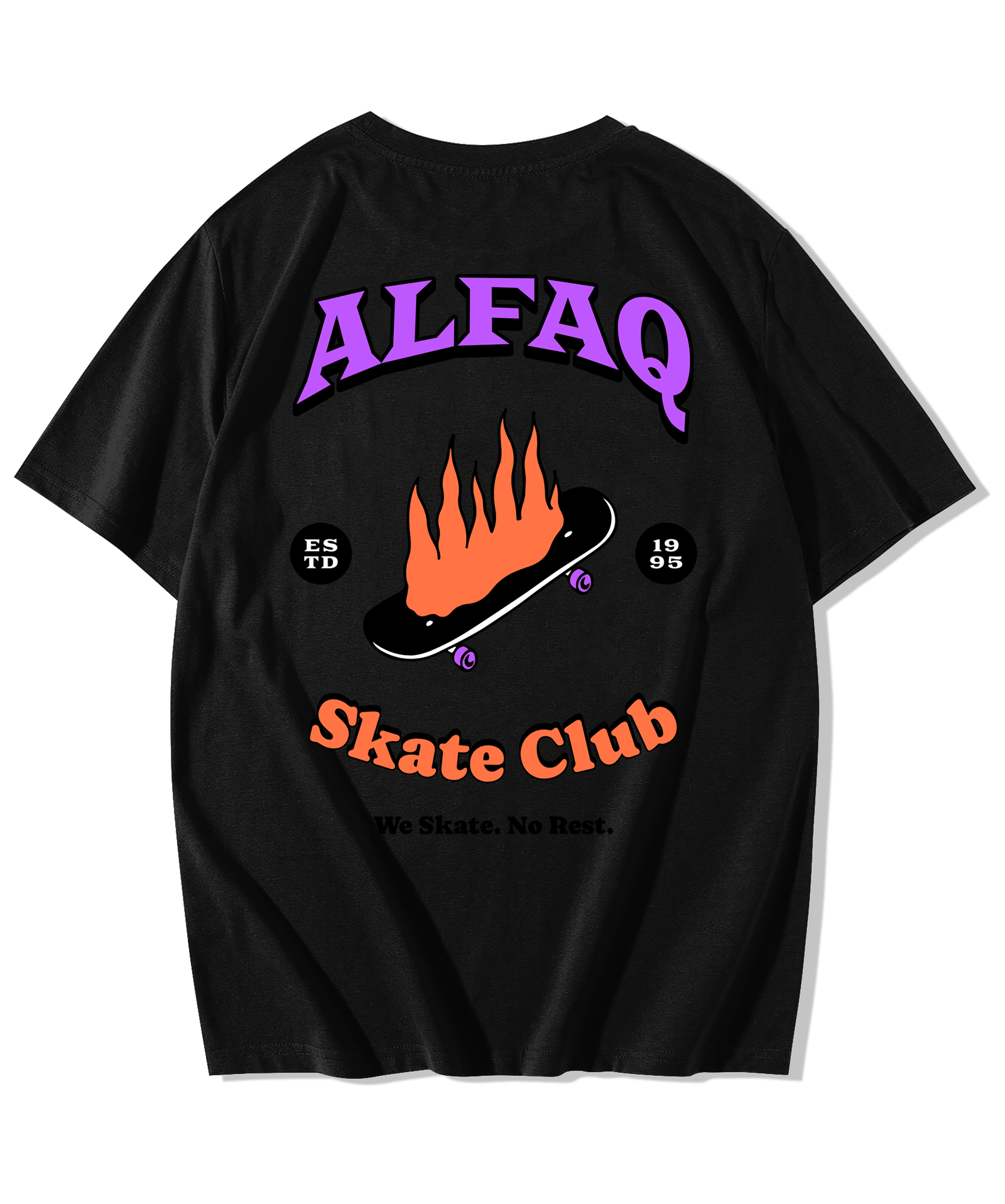 Alfaq  Flame Skate Club Oversized T-Shirt - Alfaq