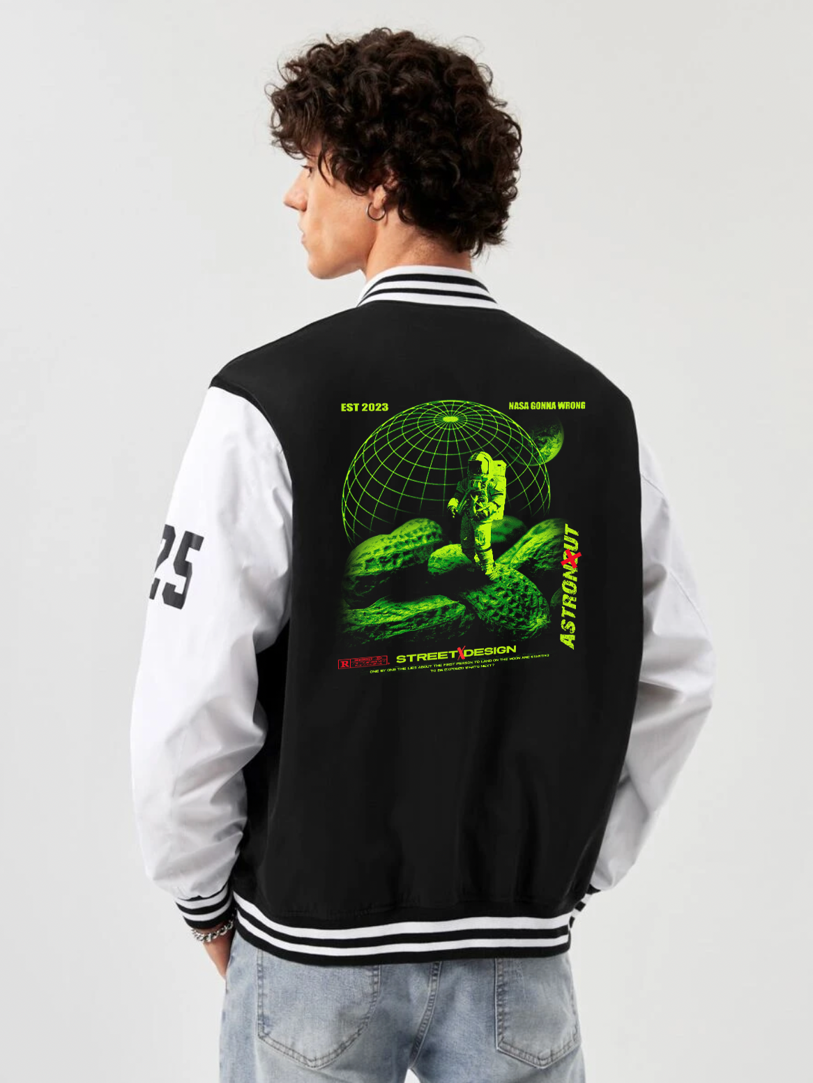 Astronaut Printed Varsity Jacket for men