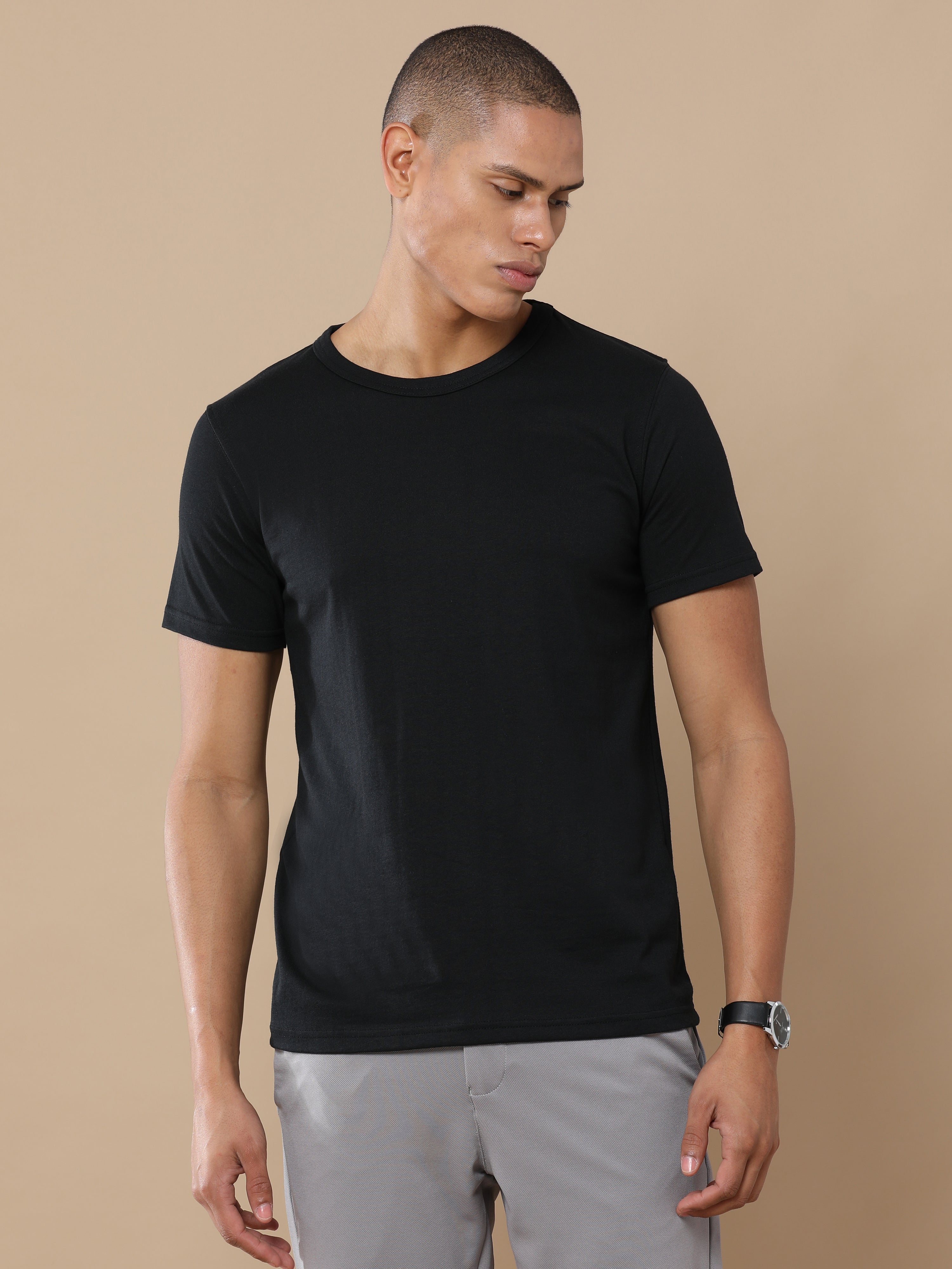 Black Basic Sustinable Tshirt for Men