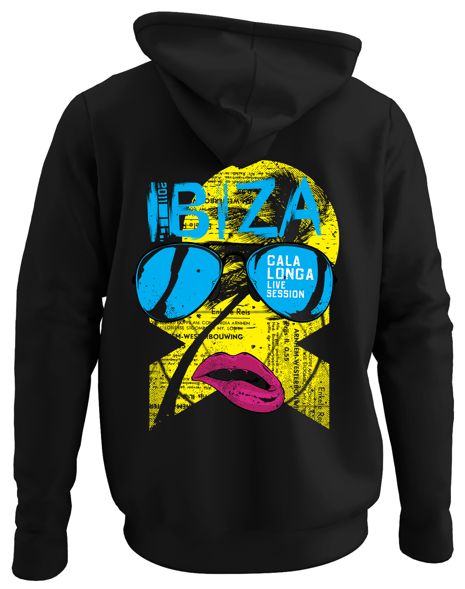 Alfaq Biza back black plain hoodie