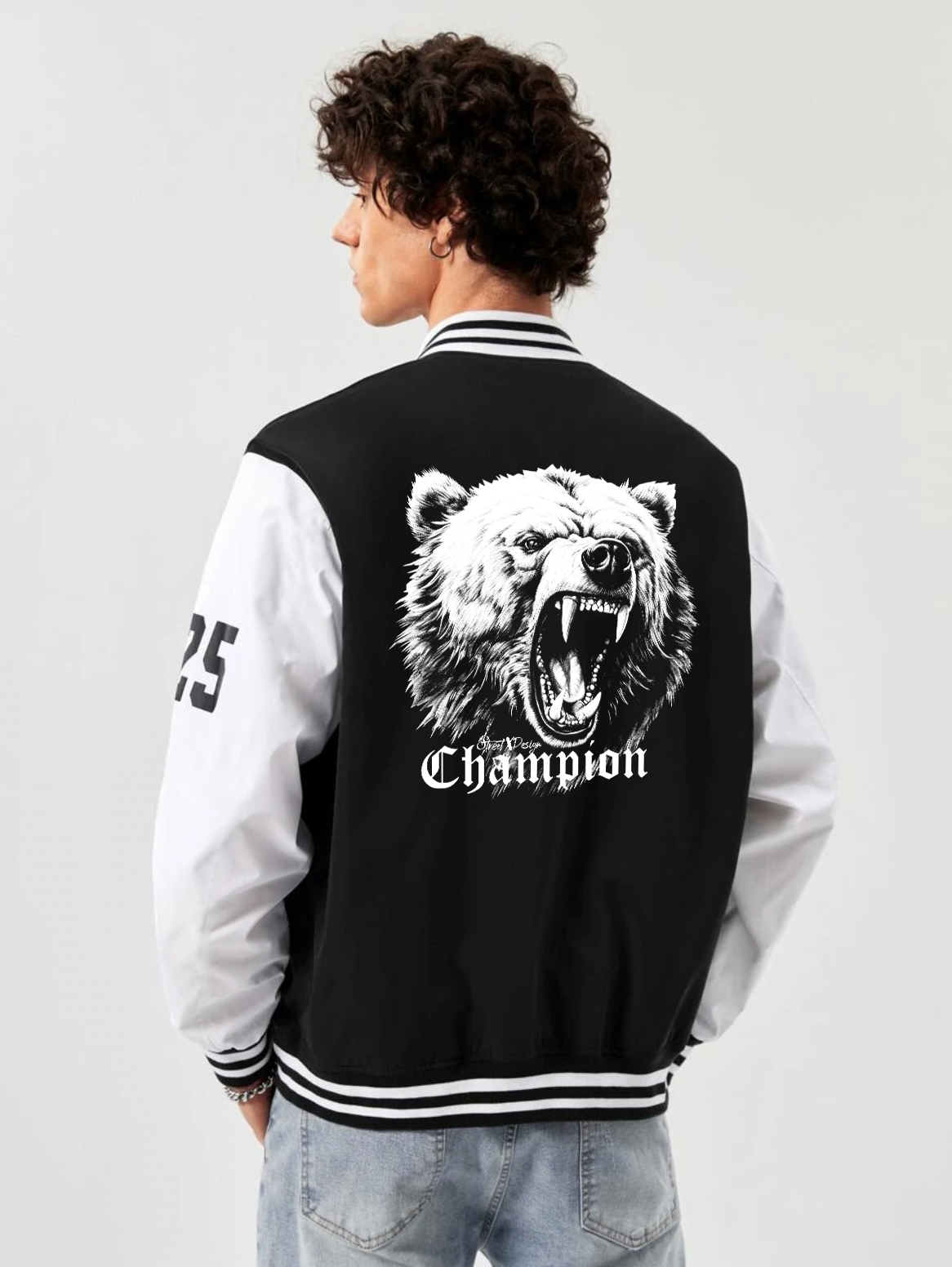 Alfaq Champion black and white color  Varsity Jacket