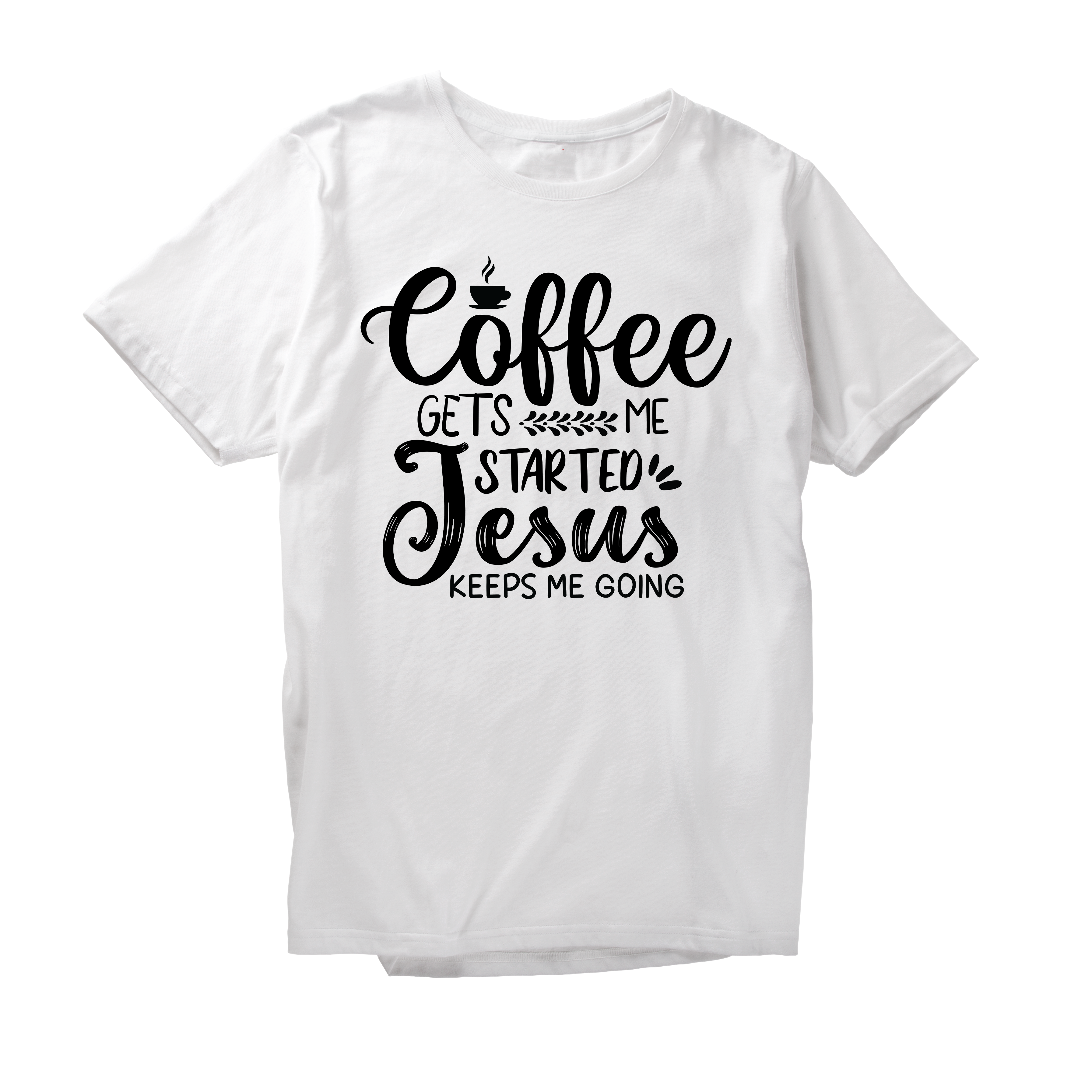 Alfaq Coffce Gets Me Starteo Jesus Keeps Me Going T-Shirt