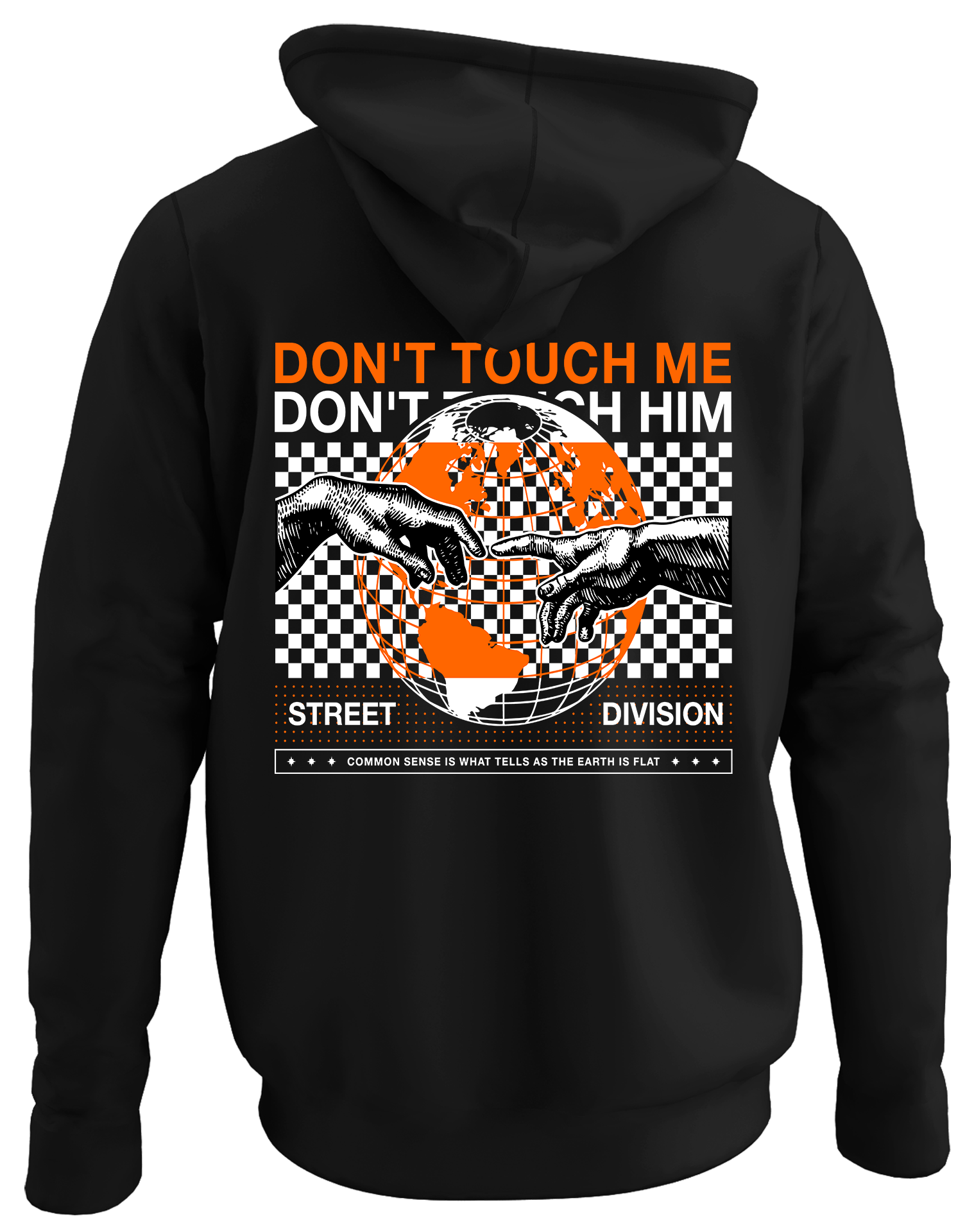 Alfaq Don't touch me back black plain hoodie
