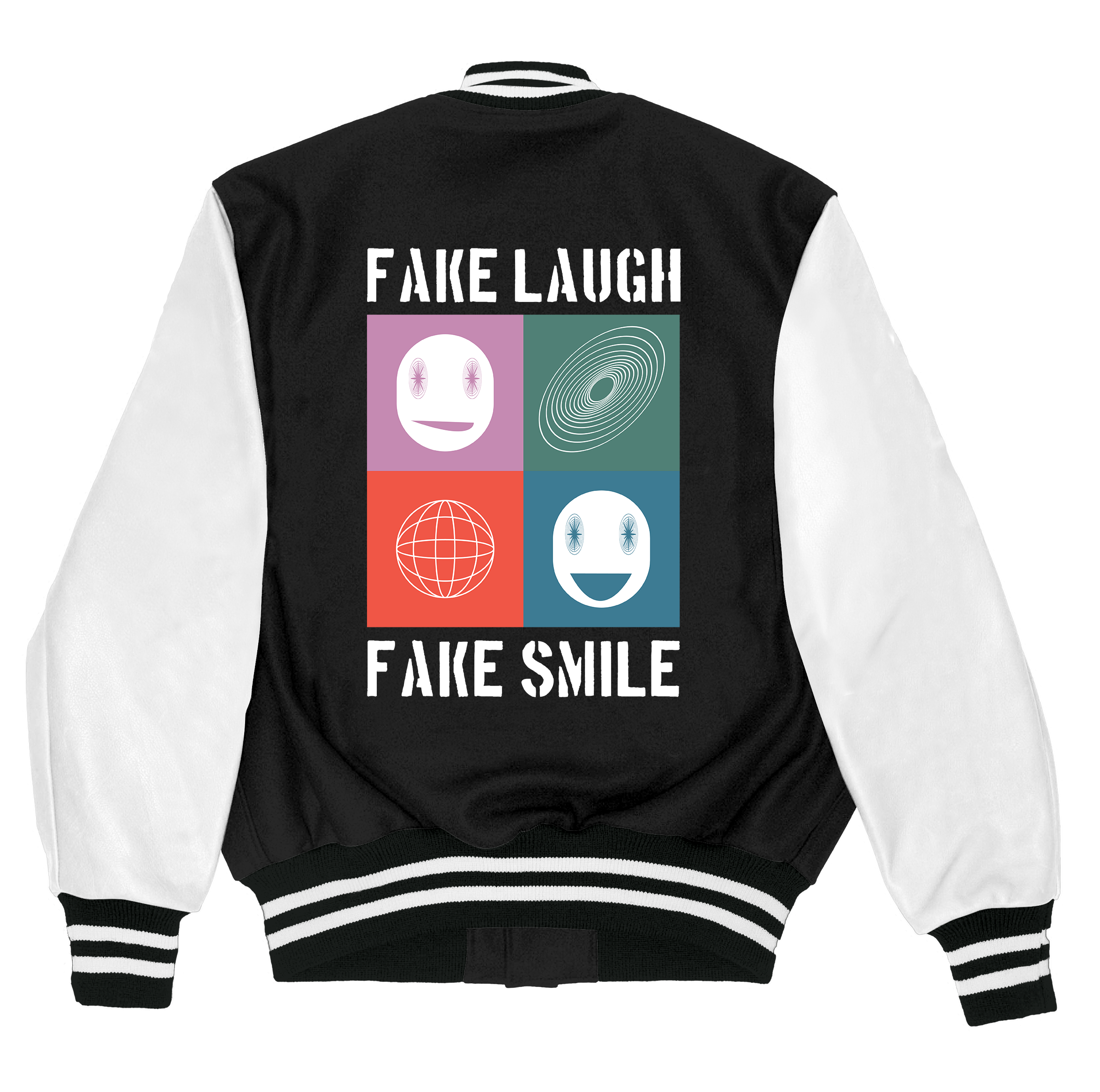 Alfaq Fake Laugh Fake Smile varsity jacket
