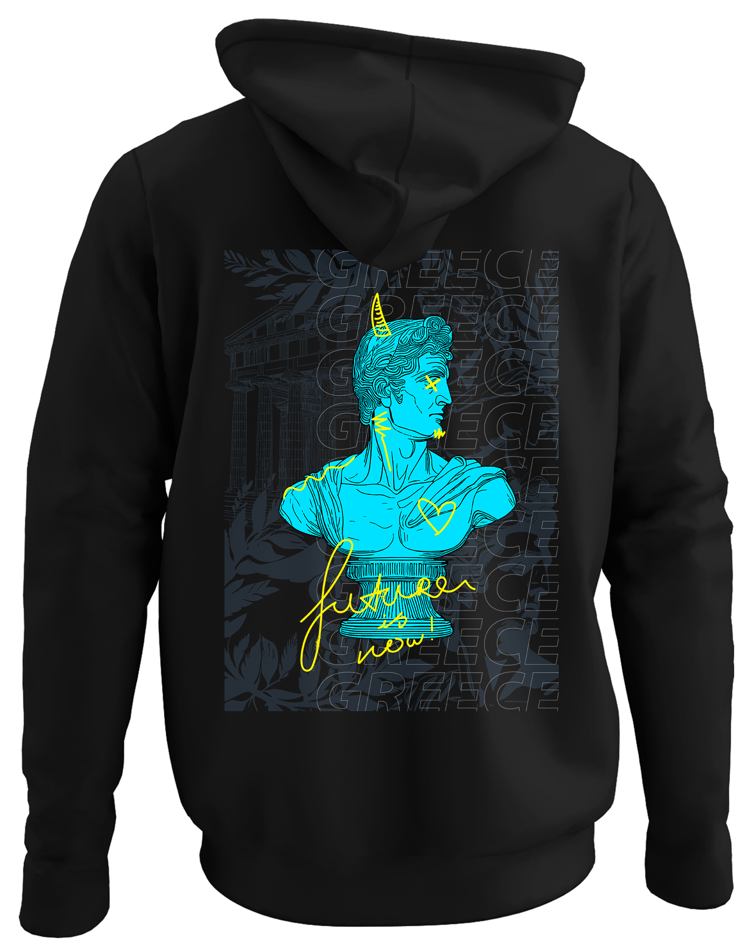 Alfaq Gresce back black plain hoodie