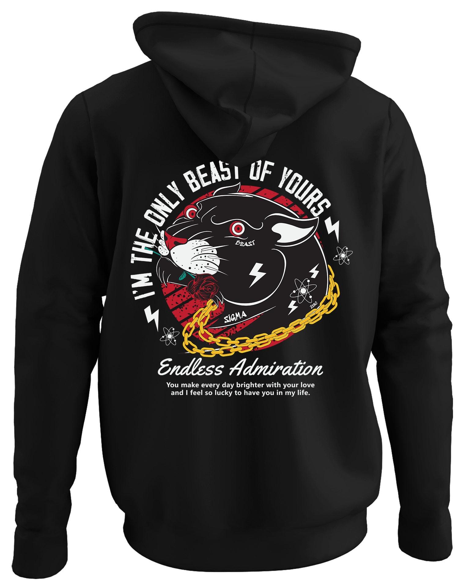 Alfaq I'M the only beast back black plain hoodie