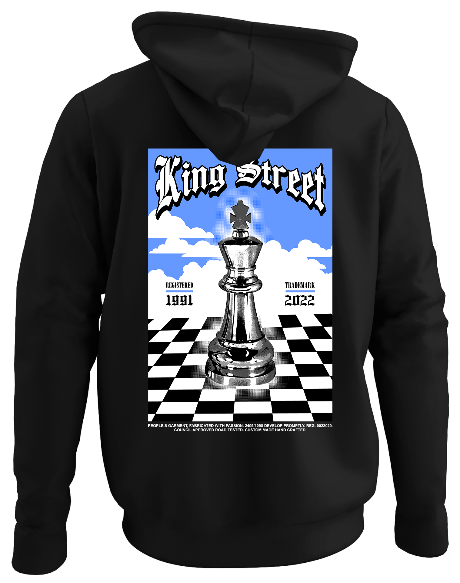 Alfaq King street back black plain hoodie