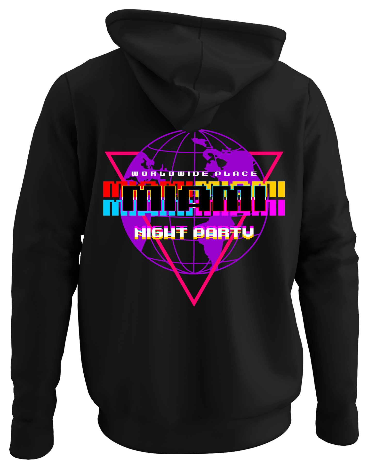 Alfaq Miami back black plain hoodie