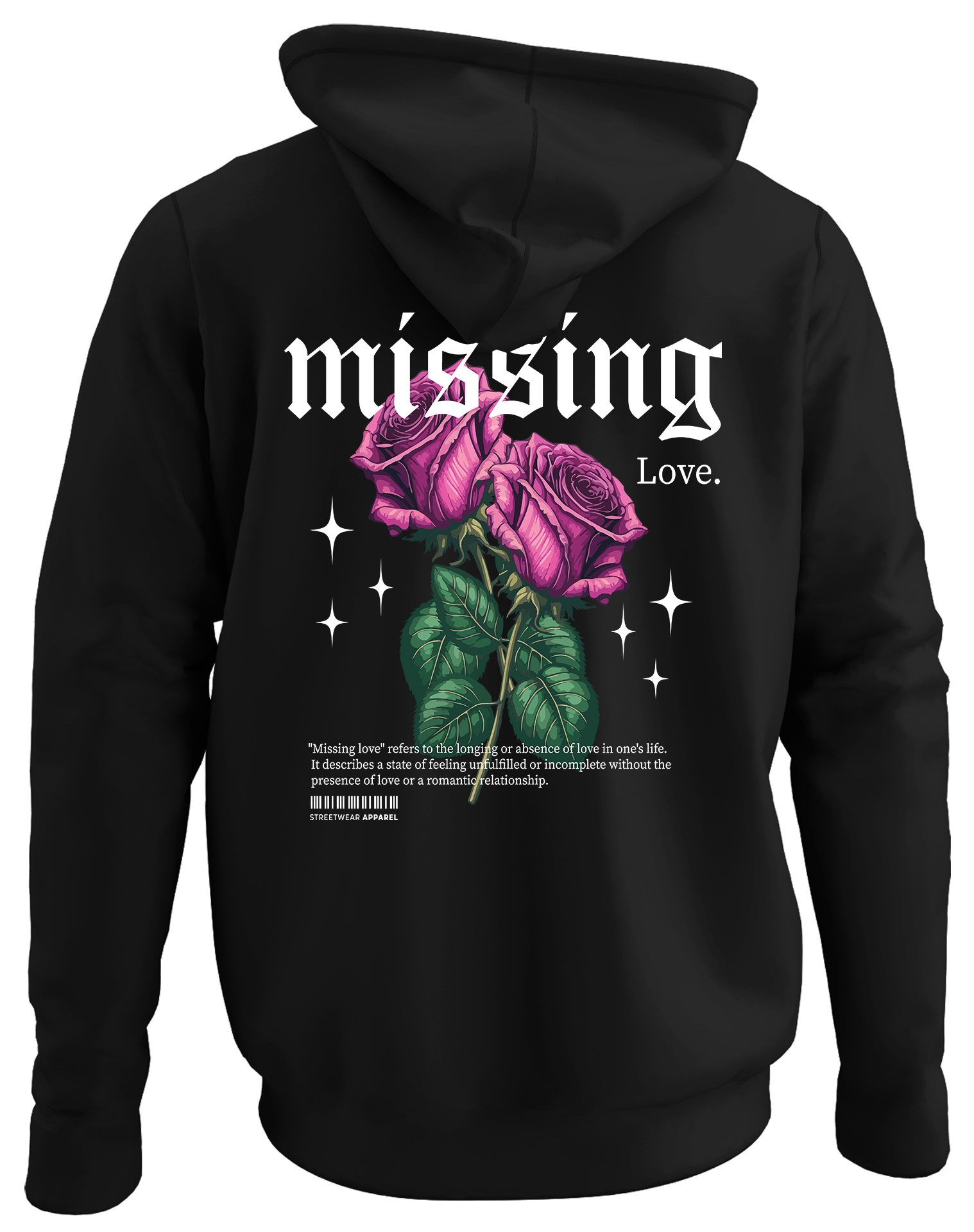 Alfaq Missing love back black plain hoodie