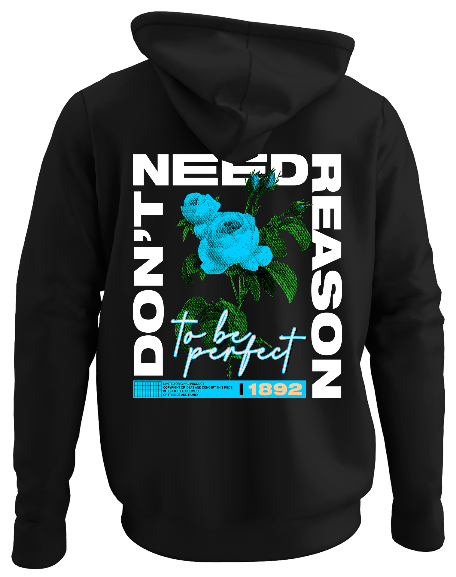 Alfaq Need reson back black plain hoodie