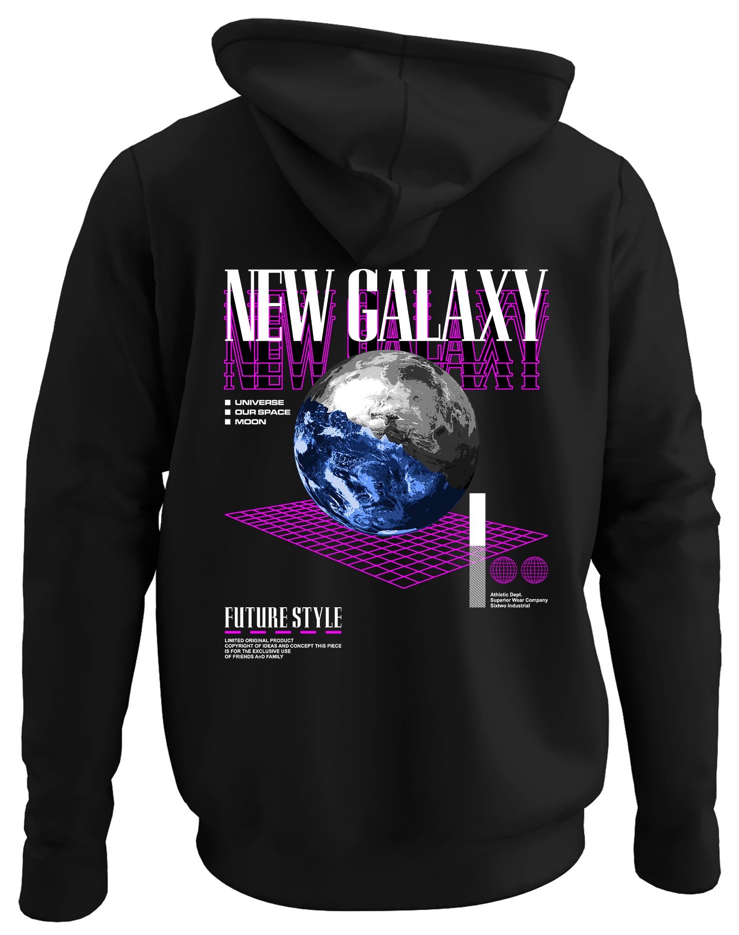 Alfaq New galaxy back black plain hoodie