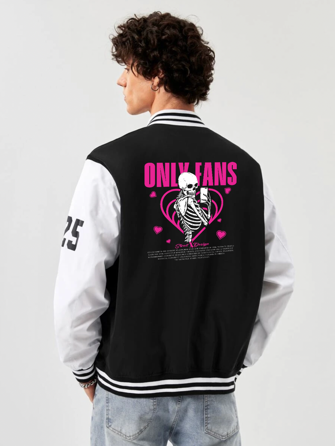 alfaq printed black and white color varsity jacket