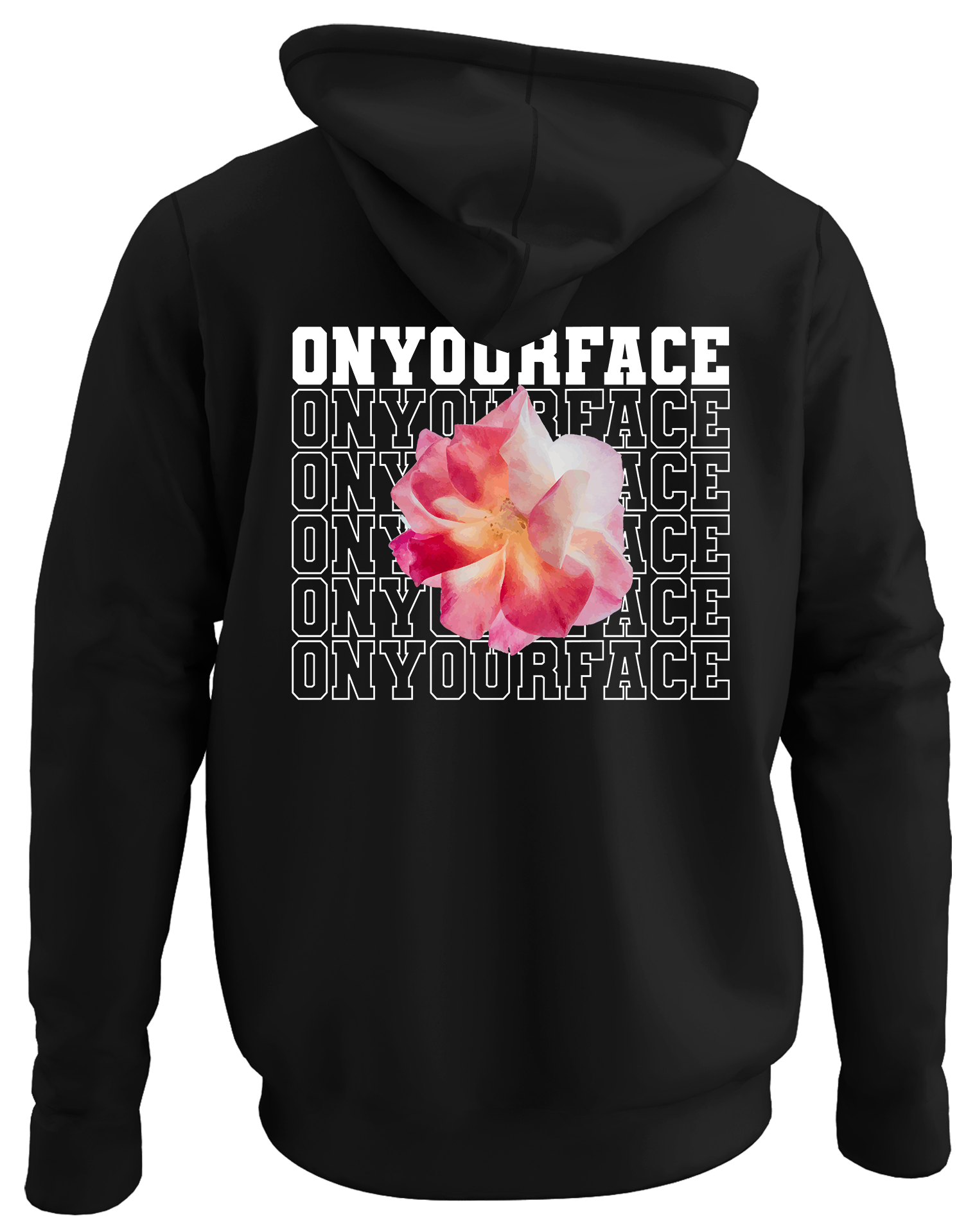 Alfaq Onyourface back black plain hoodie