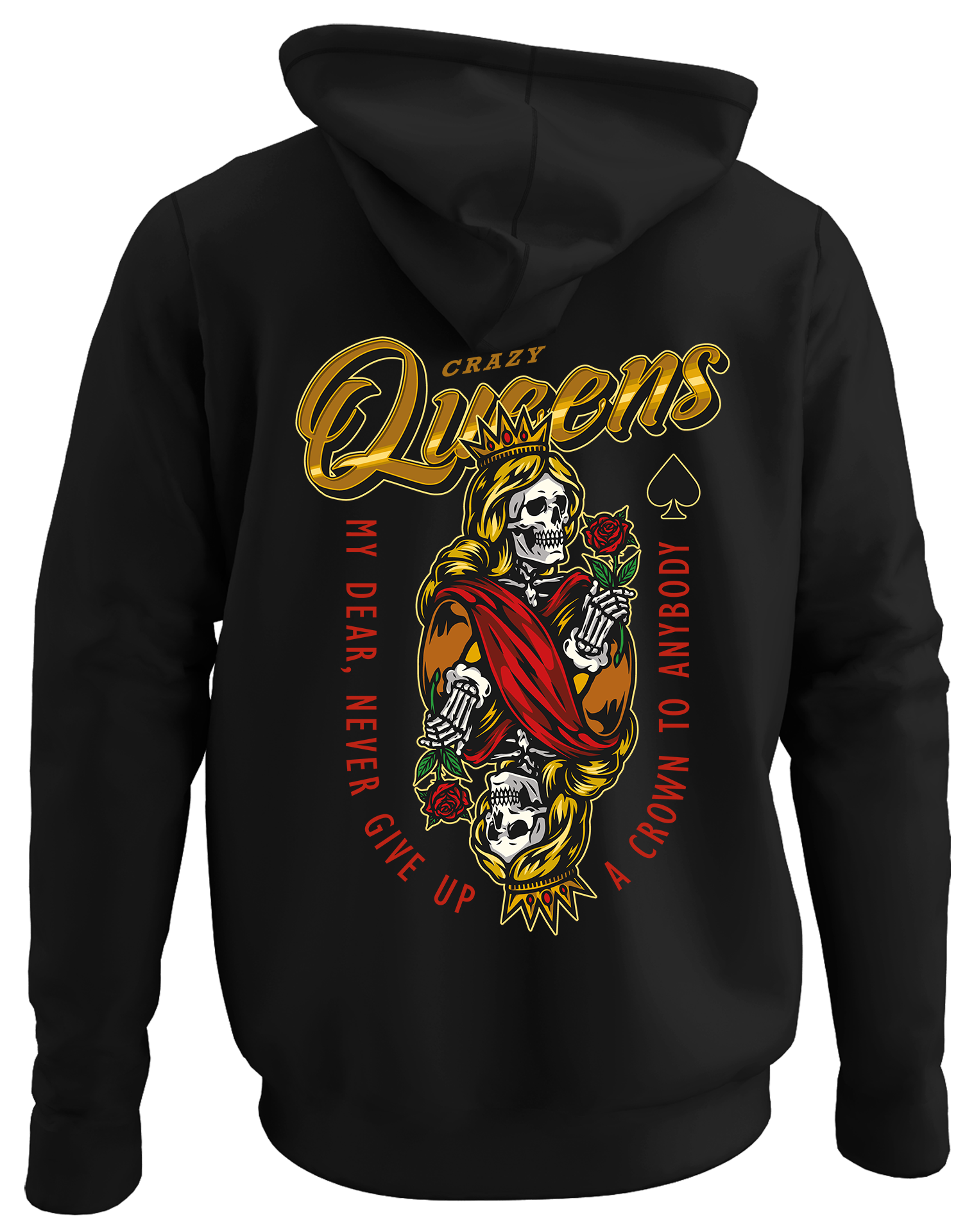 Alfaq Queens back black plain hoodie