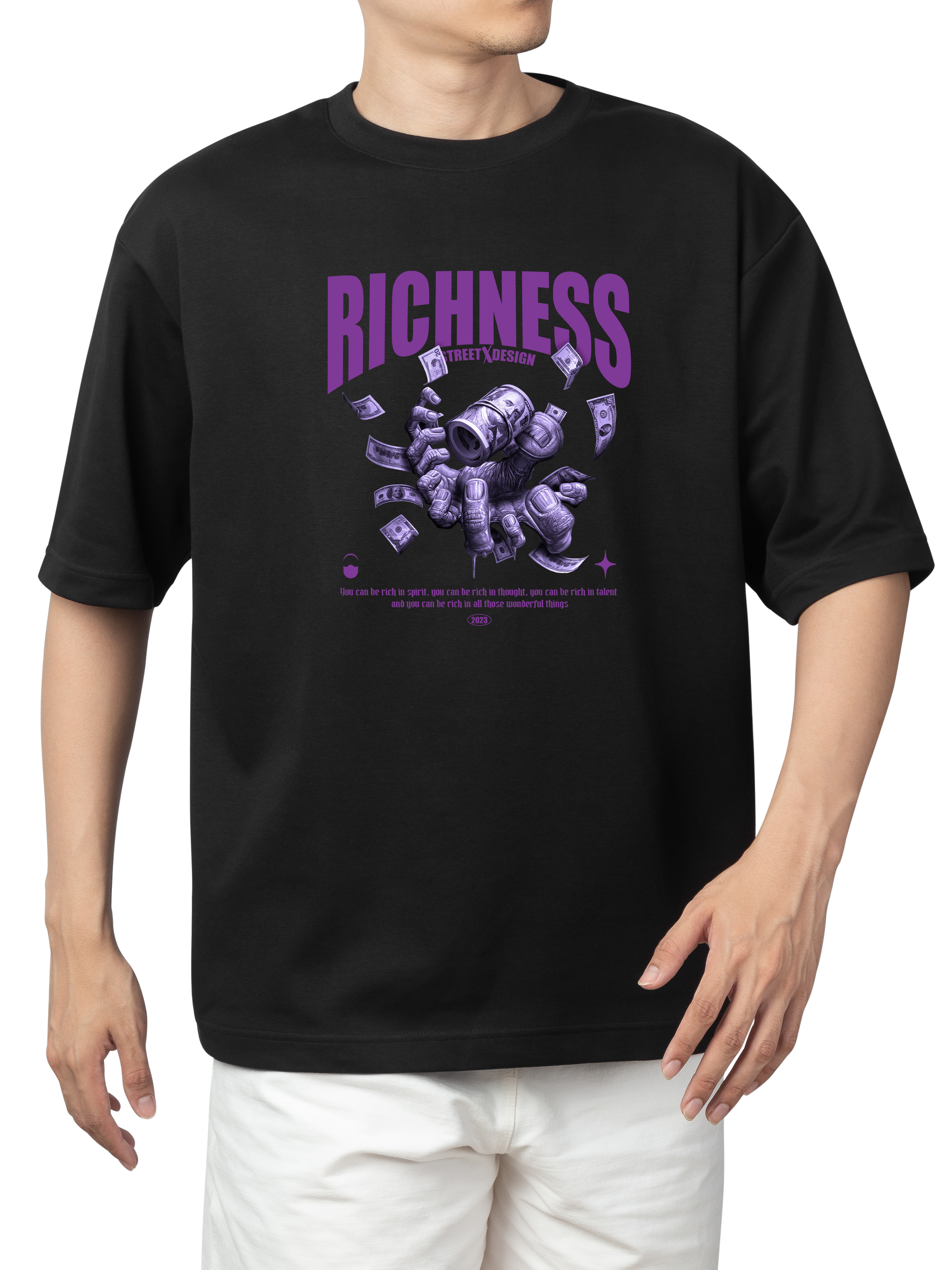 Richness Oversized Black T-Shirt Online in India