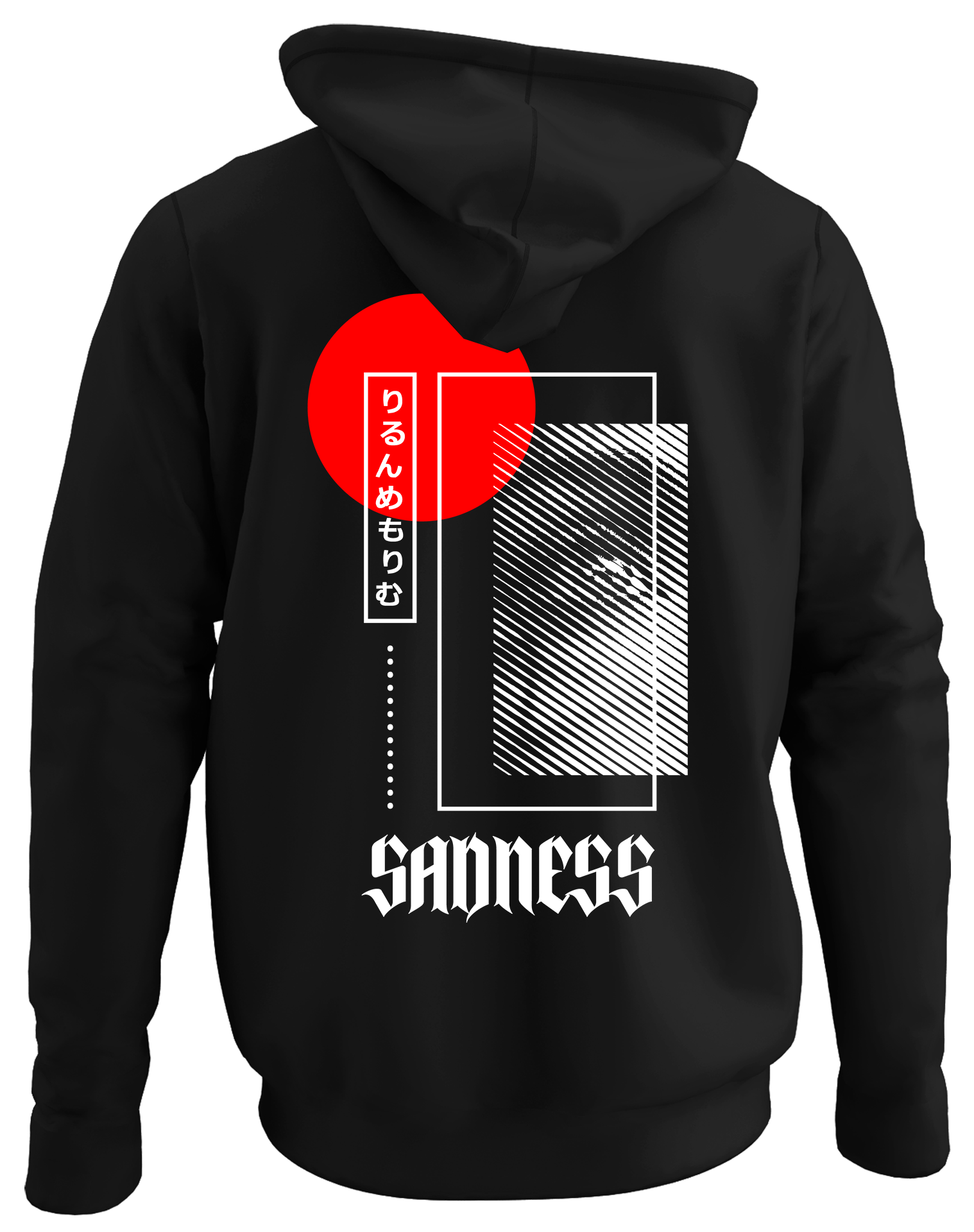 Alfaq Sadness back black plain hoodie