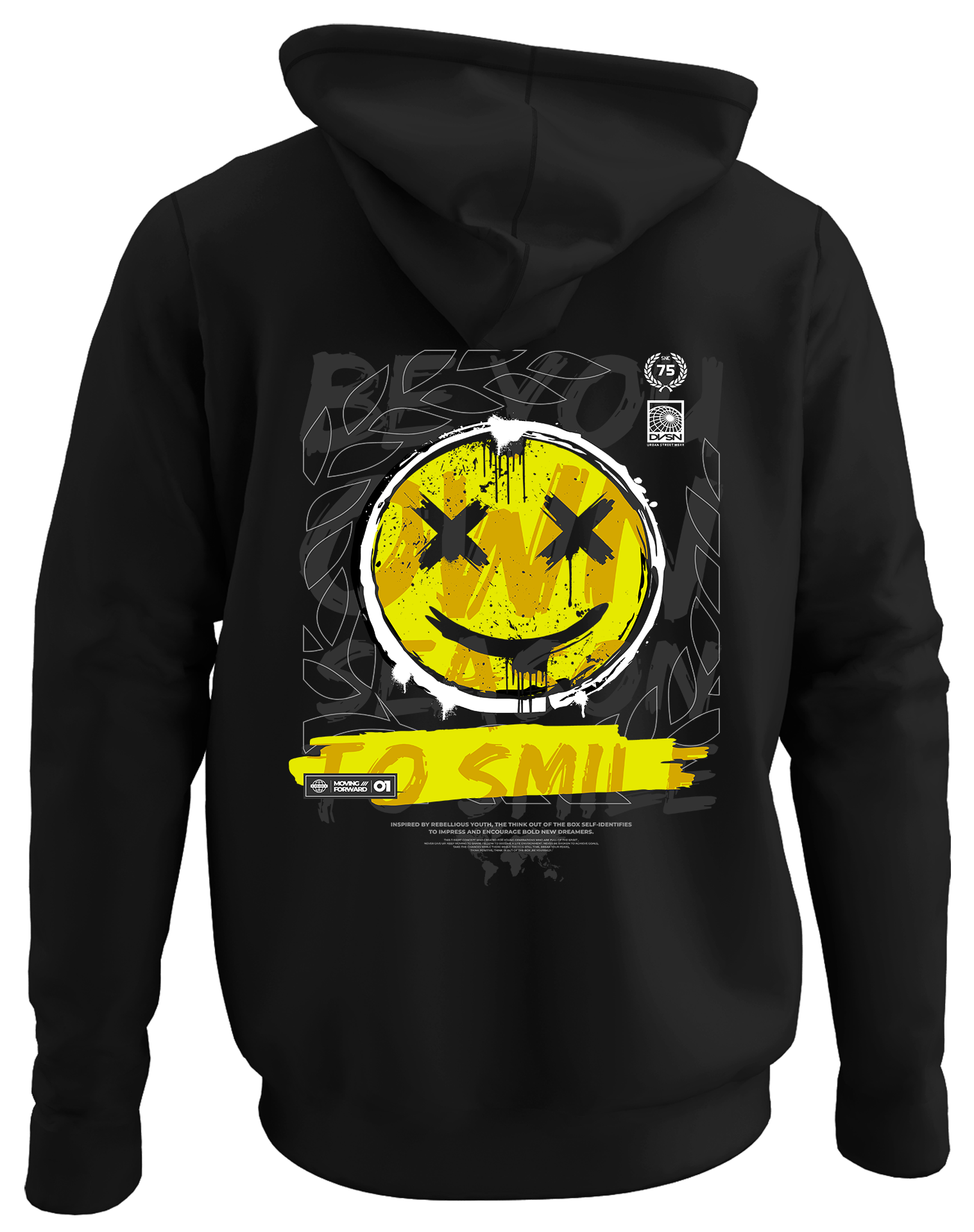 Alfaq Smile back black plain hoodie