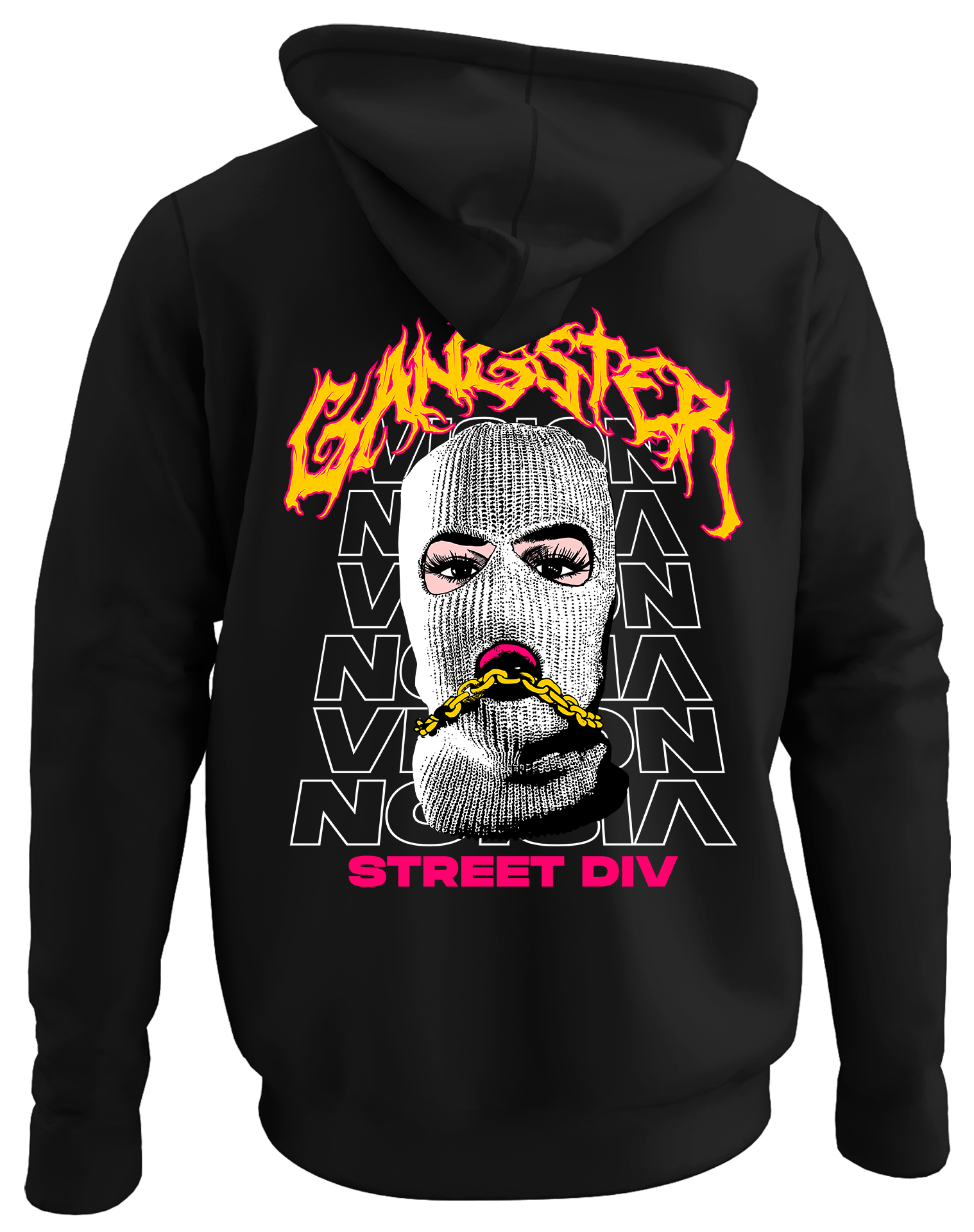 Alfaq Street div back black plain hoodie