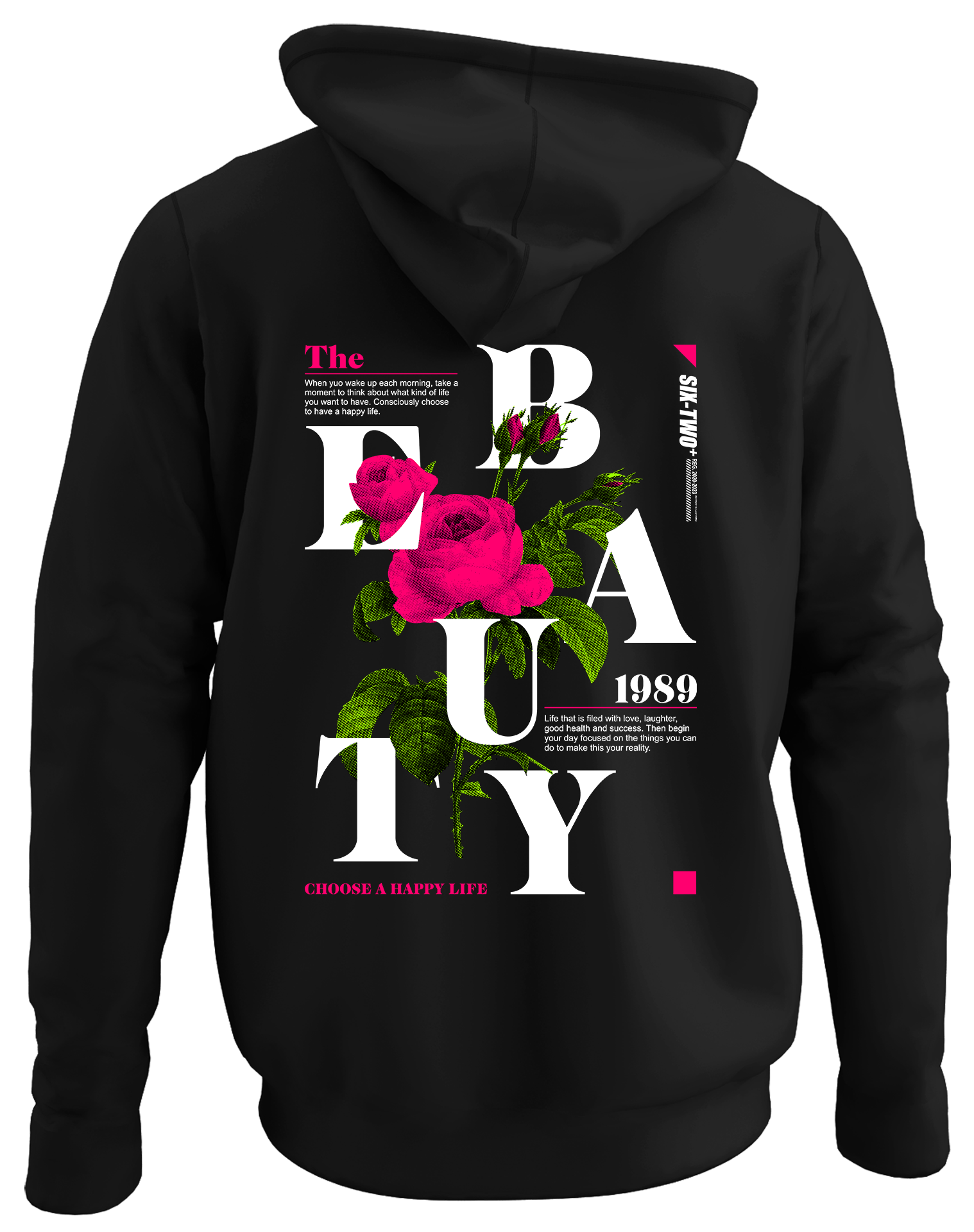 Alfaq THe beauty back black plain hoodie