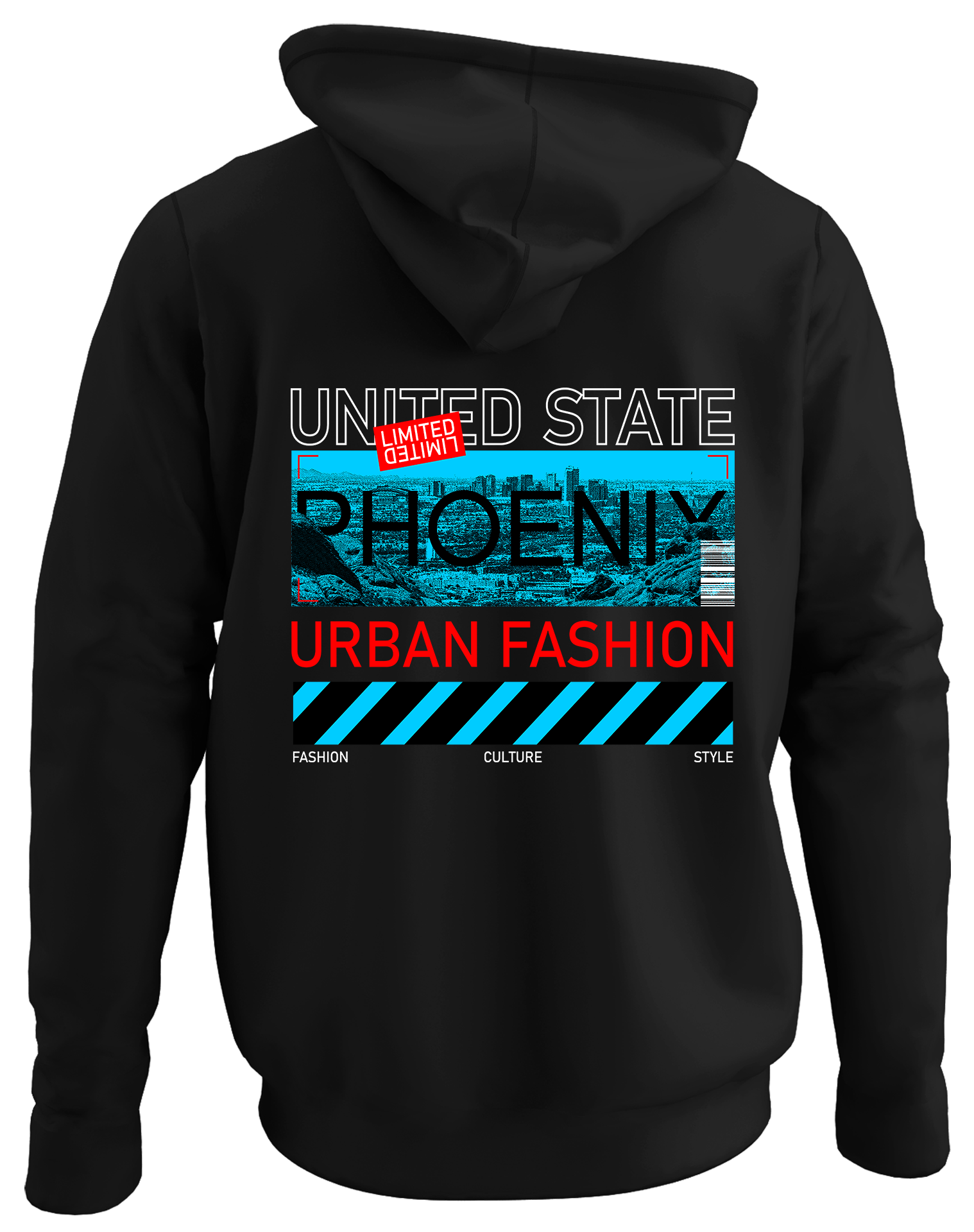 Alfaq United state back black plain hoodie