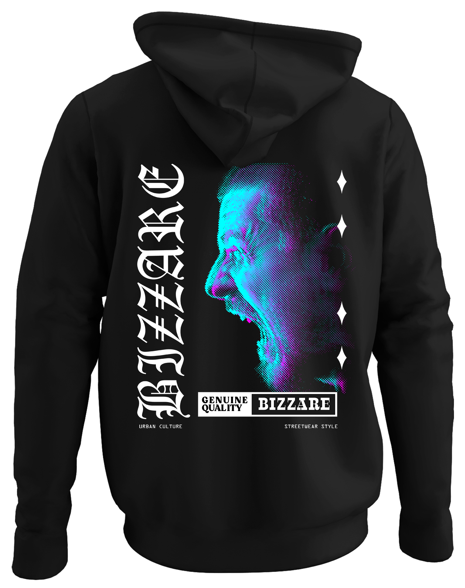 Alfaq bizzare back black plain hoodie