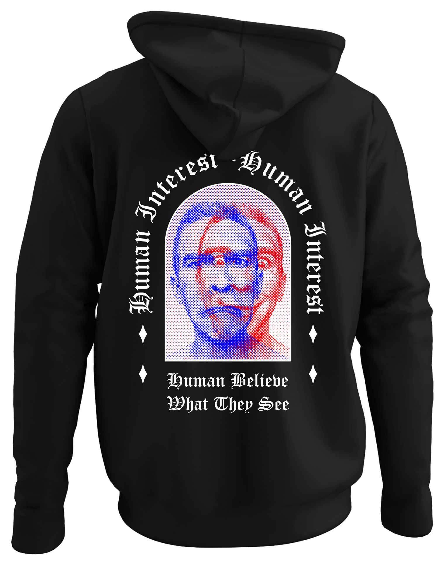 Alfaq human back black plain hoodie