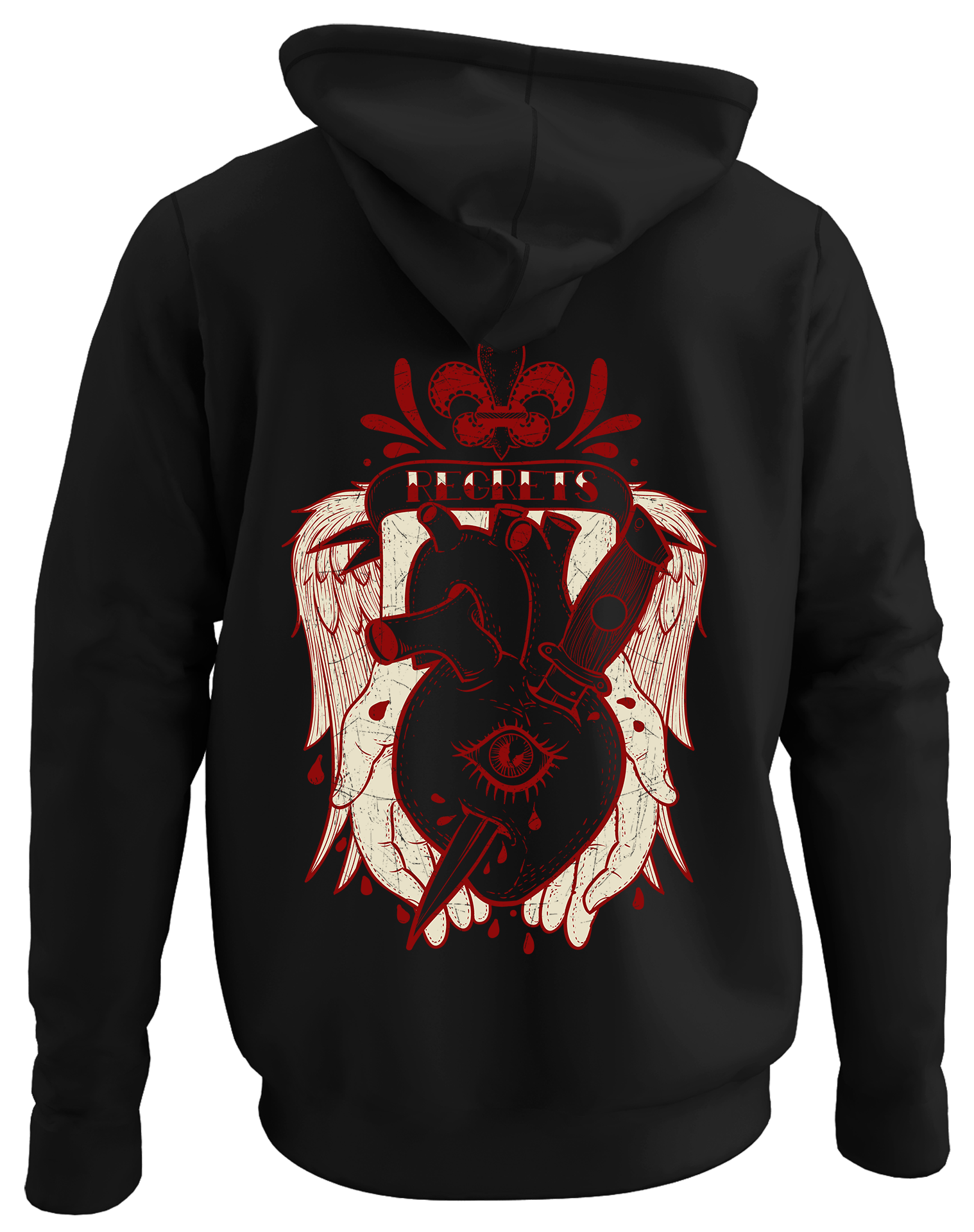 Alfaq regrets back black plain hoodie